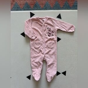Chick Pea|Baby girl corduroy Pink long sleeve footsie pajamas w Floral Design•••